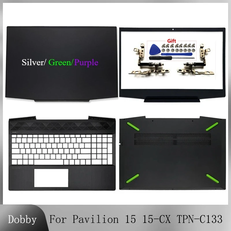 New For Pavilion 15 15-CX CX0001la TPN-C133 Laptop Top Case LCD Back Cover Front Bezel Hinges Palmrest Lower Bottom Case Green