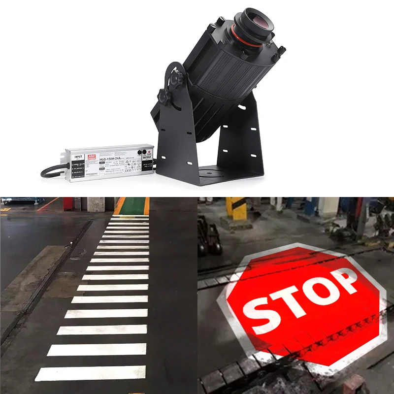 Industrial Virtual Safety Warning Signs Projector 150W/240W/300W Gobo Projector Lighting For Warehouse Workshop