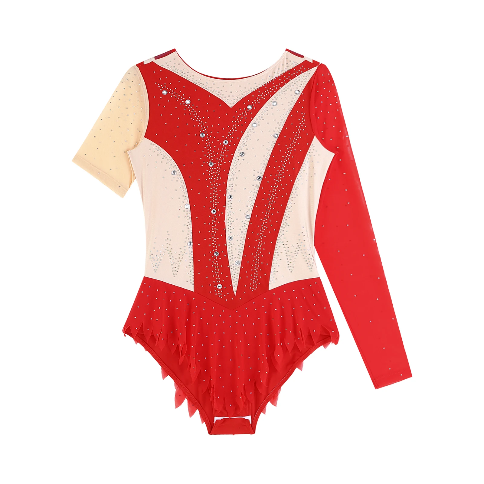 Vestido feminino contemporâneo de dança lírica, patinação no gelo, ginástica, strass, vestidos collant para performance, show de palco