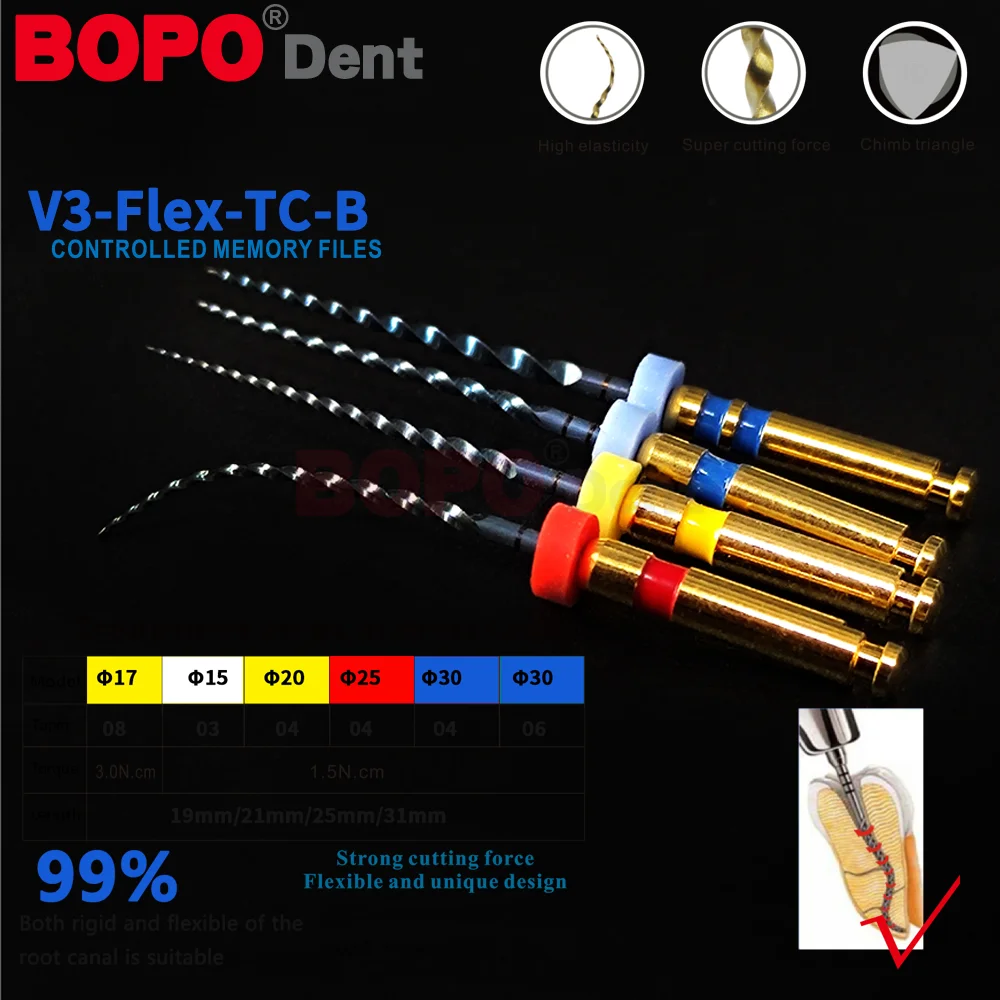 Assorted Blue 25mm Niti Heat-Activated Dental Super Files Endodontic Limas Rotary Files for Root Canal Precision E-Flex
