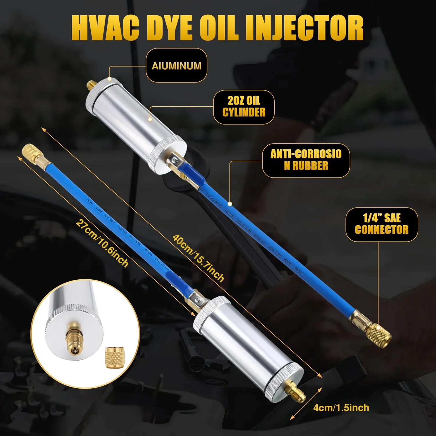 R134a R12 AC Oil dye Injector 1/4