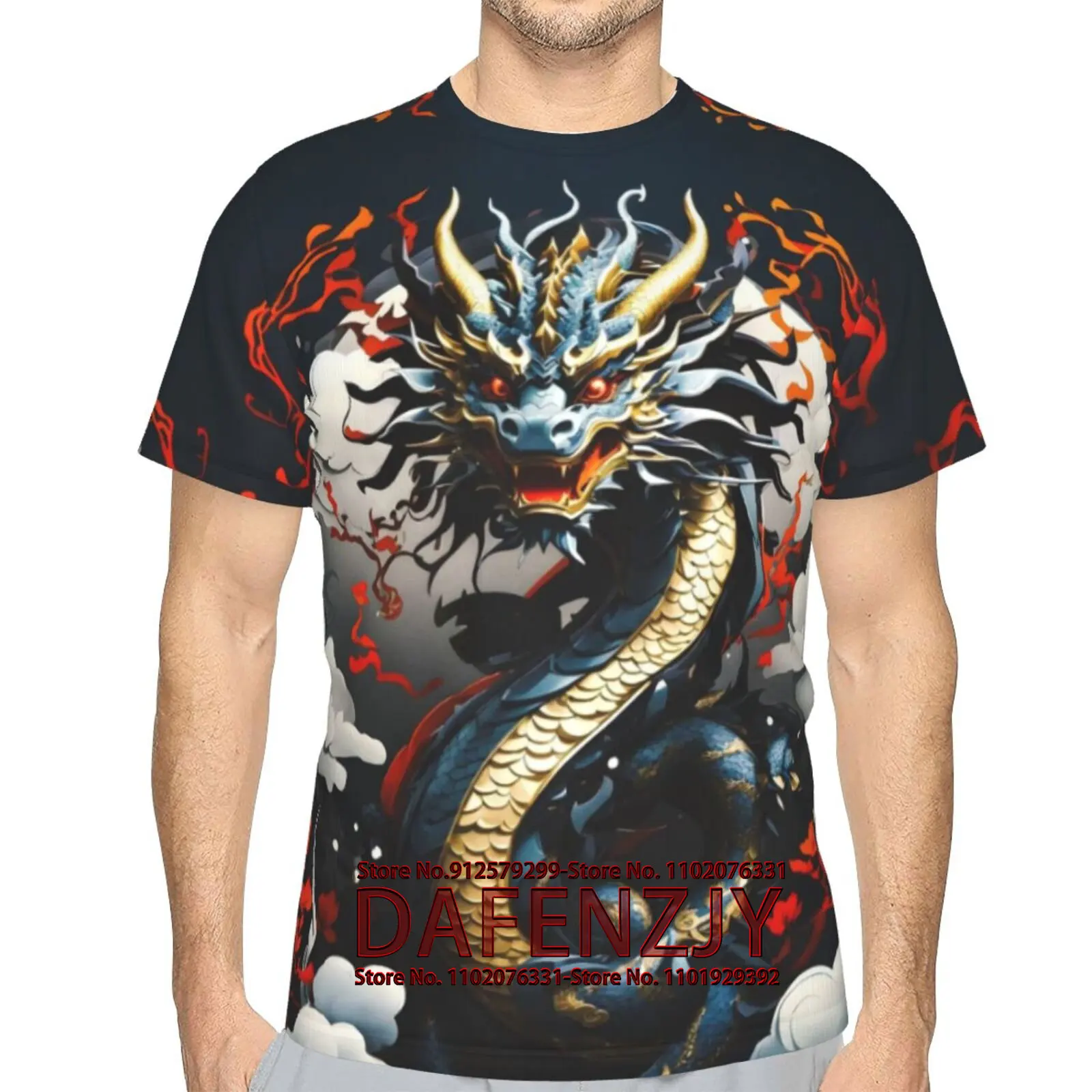 Men's Dragon Shirt 3D Fantasy Animal Themed T-Shirt Vintage Funny Short Sleeve Tees Tops