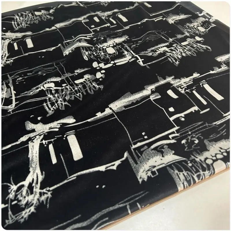 Herfst en winter stretch hoge dichtheid inktschilderij acetaat gouden fluwelen doek pak jurk cheongsam broek trui stof