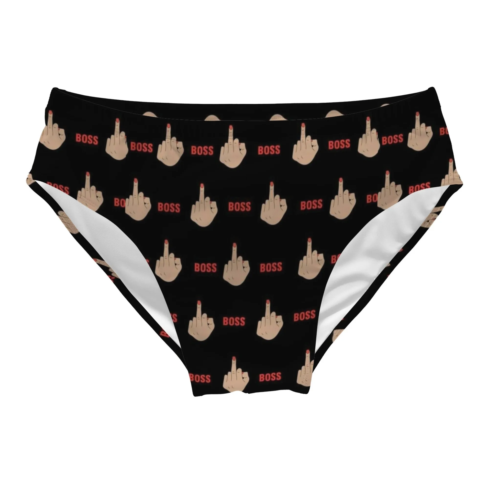 Funny Quirky Men's Swim Trunks with Middle Finger Print Non-slip Breathable Skin-friendly Men's Briefs Novelty Beach Shorts Gift