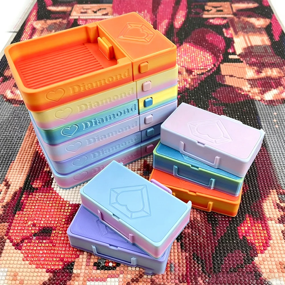 Stackable Flip‑Cover Diamond Painting Storage Box Diamond Bead Sorting Container Anti‑Spill DIY Art Diamond Painting Accessories