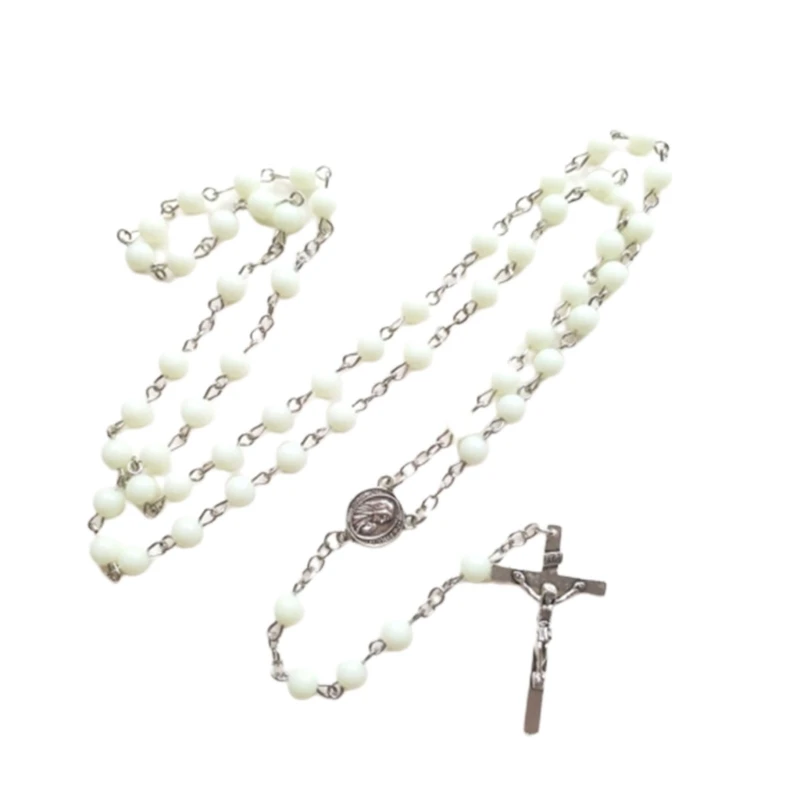 Glow in the Dark Rosary Necklaces Holy Jewelry Charm Ornaments