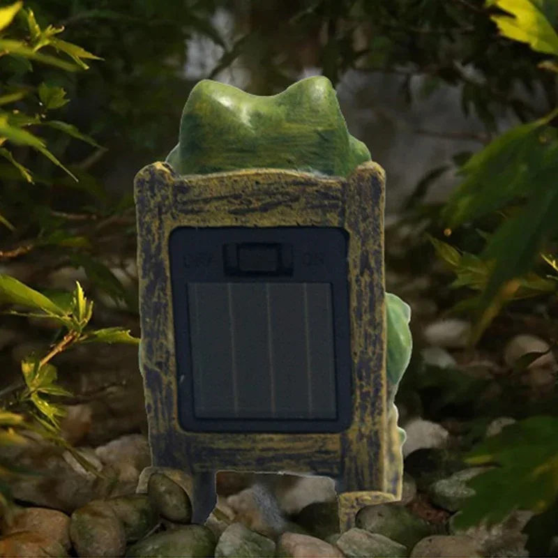 ضوء الضفدع الشمسي في الهواء الطلق مقاوم للماء الراتنج مصباح الحديقة الزخرفية لساحة فناء بارك مسار إضاءة المناظر الطبيعية ديكور #4