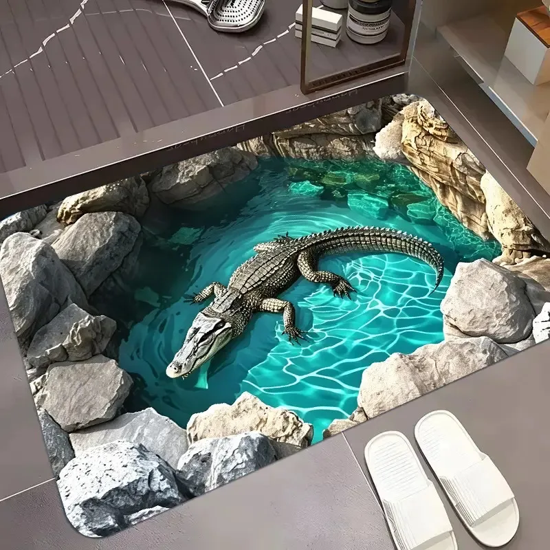 

Коврик для ванной VIKAMA American Abstract 3D: противоскользящий, влаговпитывающий, быстросохнущий, с эффектом стереоскопического изображения
