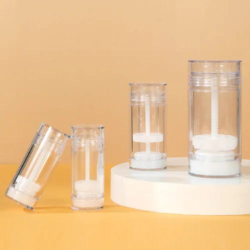 Botella vacía de lápiz labial, cilindro de 15g, 30g, 50g, 75g, tubos de desodorantes sólidos, contenedor de beneficio blanco claro y negro, palo de máscara de limpieza