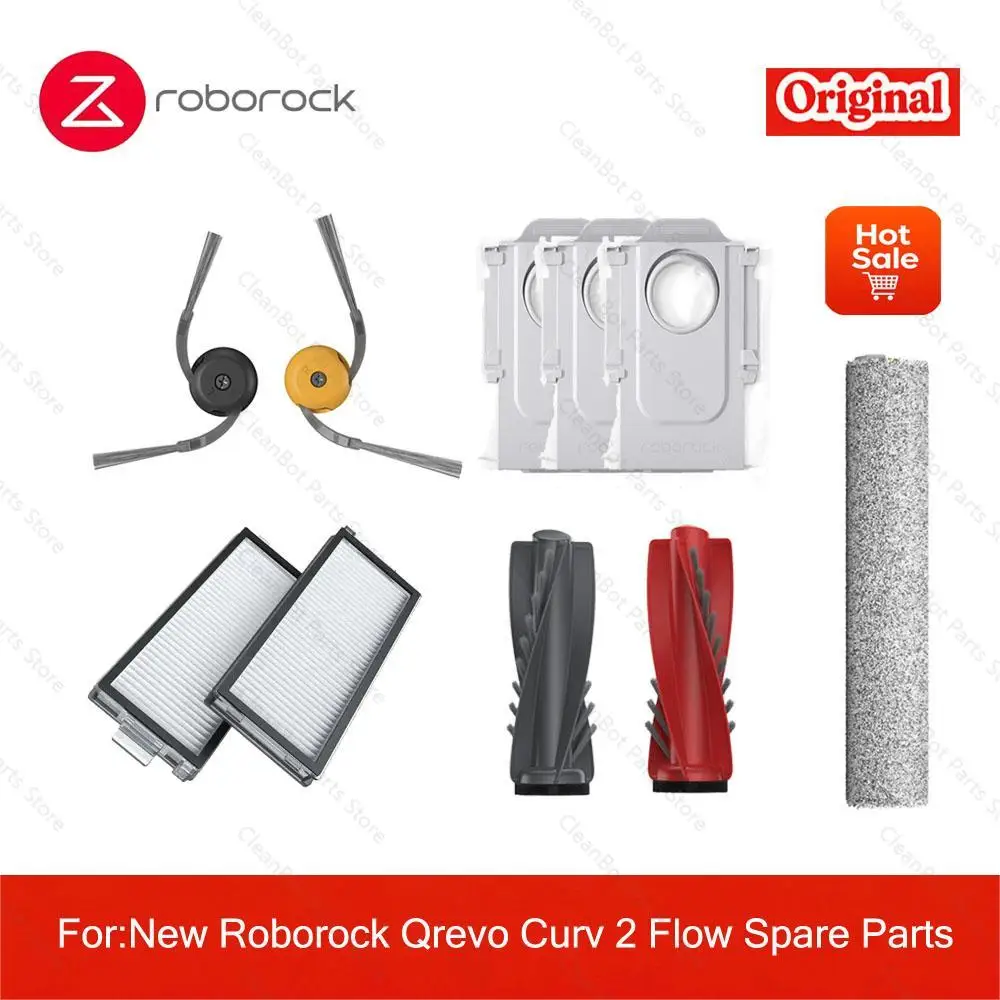 

Original Roborock Qrevo Curv 2 Flow Spare Part Main Brush Side Brush Filter Dust Bag Rolling mop Optional