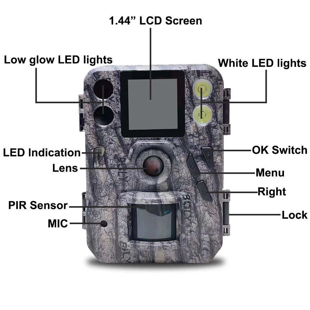 BolyGuard SG520-Plus Wildkamera 4K 48MP Dual-Blitz HD (Schwarz IR & Weiß LED) Jagd-Wildtierkamera Nachtsicht Outdoor-Beobachtungskamera – Detail 8