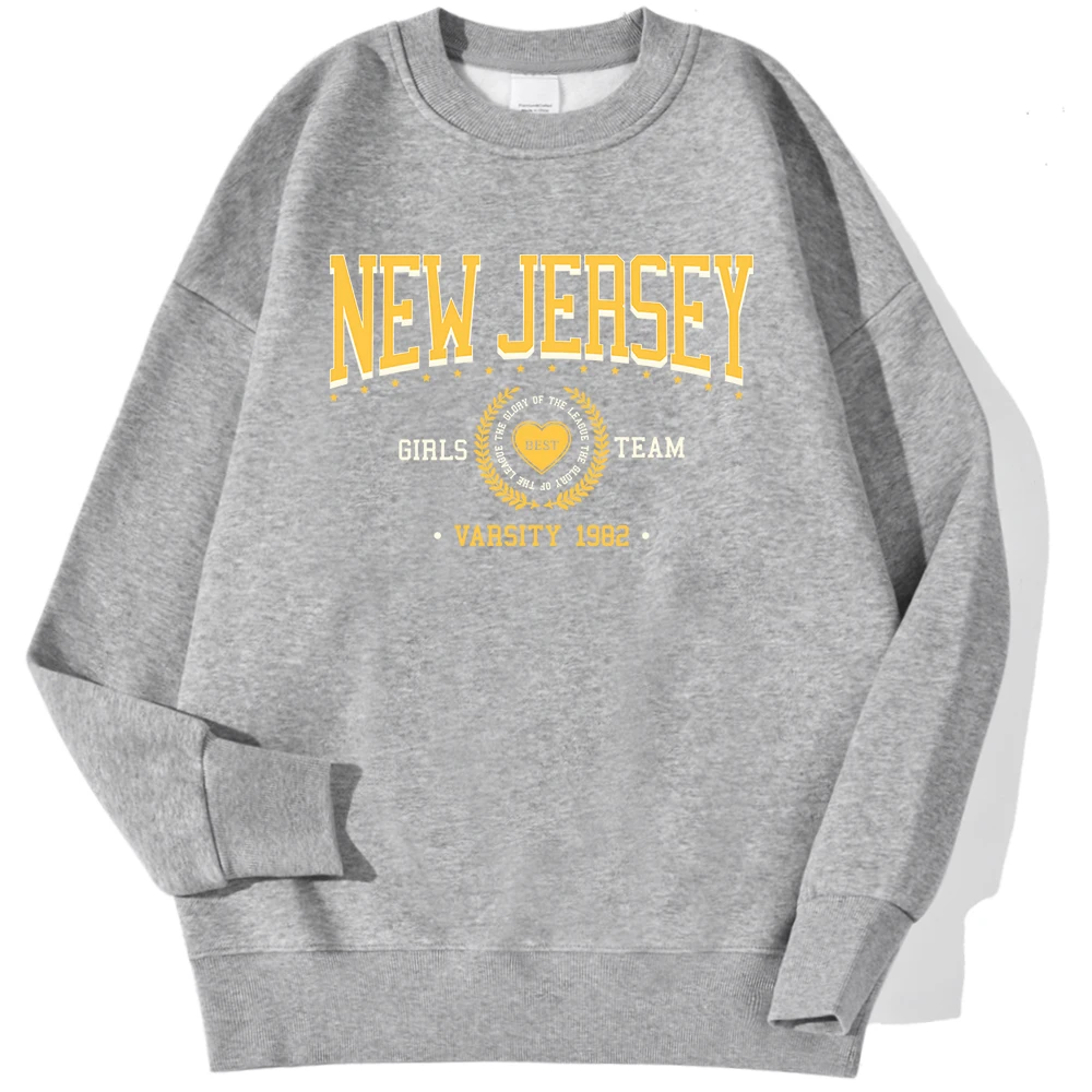 New Jersey Team Varsity 1982 Printing Man Sweatshirts Autumn Warm Casual Hoodies Harajuku Loose Pullover Fashion Fleece Clothes