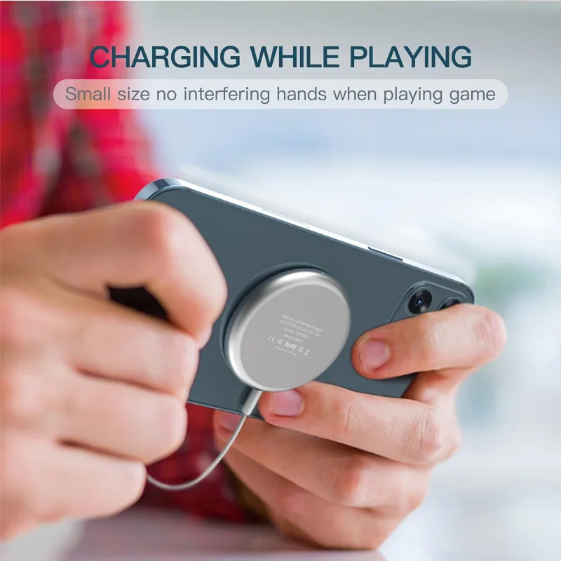 

Магнитная беспроводная зарядная панель для Magsafe, круглая металлическая сильная магнитная подставка для беспроводной зарядки для iPhone 14, 16, 15, 13 Pro Max