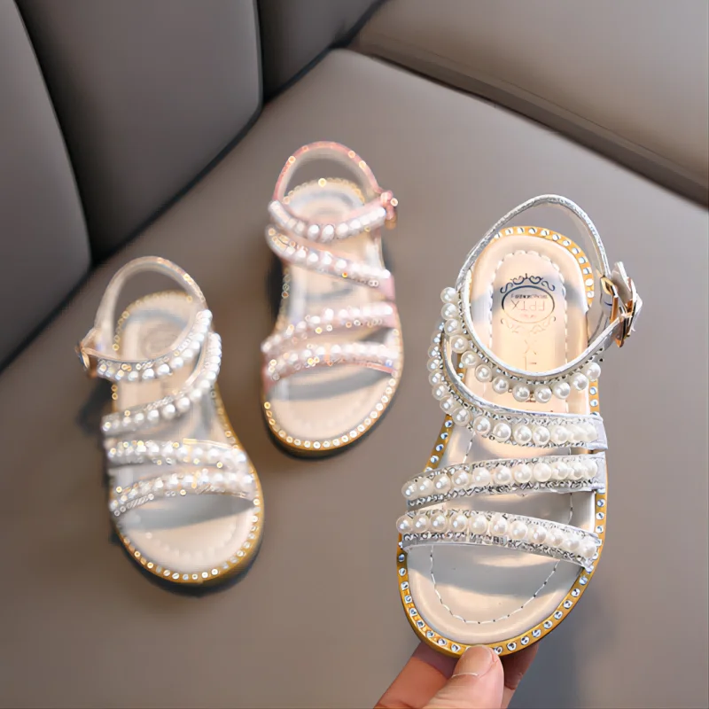 Girl Sandals Summer Fashion Kids Baby Girls Bling Rhinestone Princess Single Sandals For Little Big Girl\'s Shoes