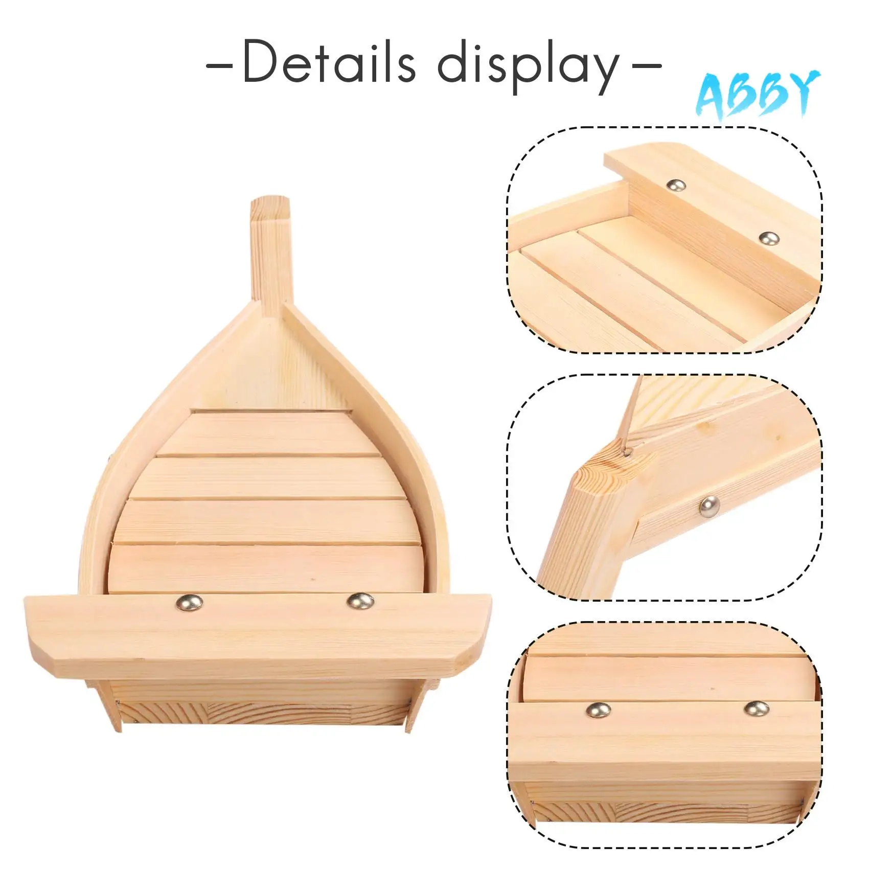 

ABBY-42X17X7.5Cm Japanese Cuisine Sushi Boats Sushi Tools Wood Handmade Simple Ship Sashimi Assorted Cold Dishes Tableware Bar
