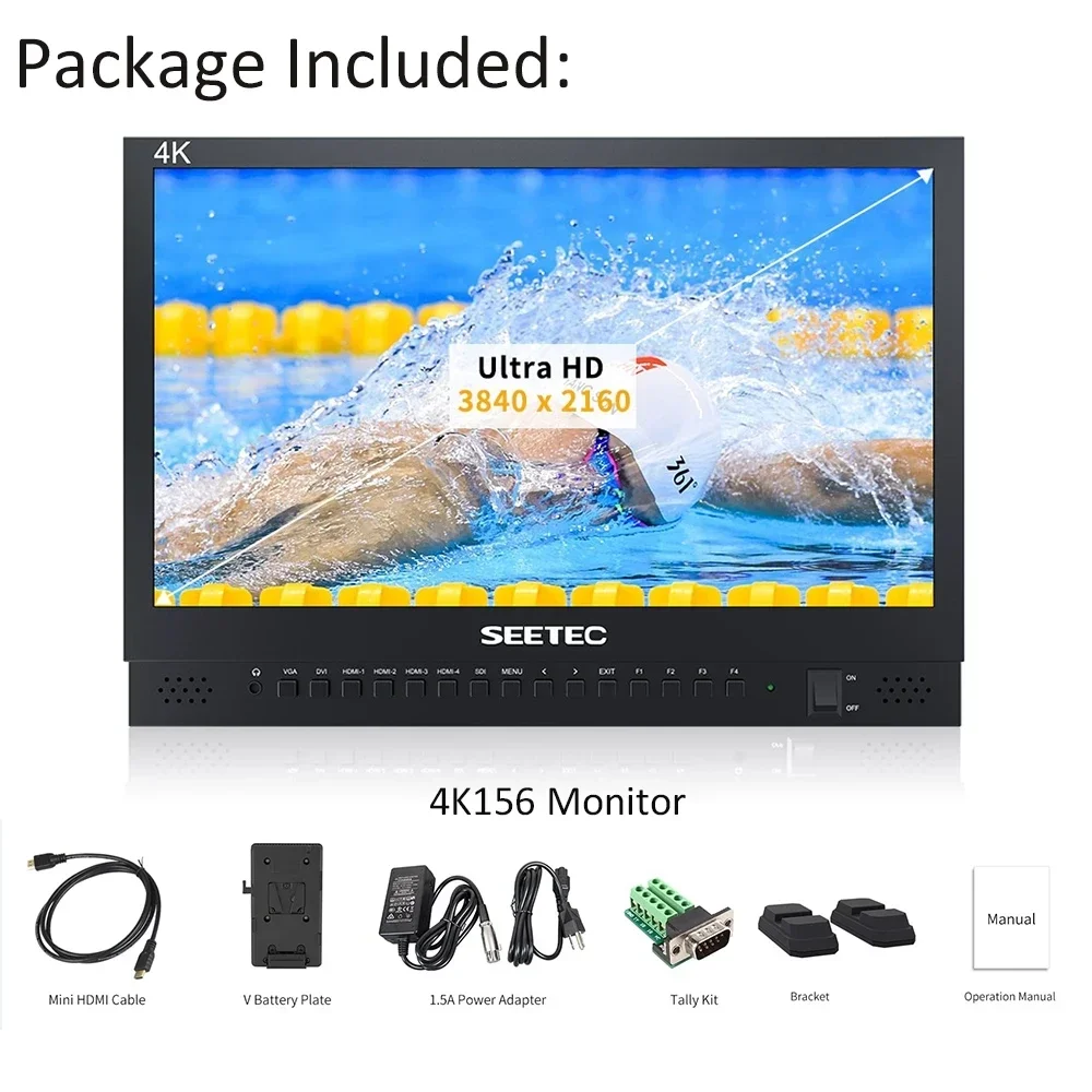 

SEETEC 4K156-9HSD 15.6 Inch 4K UHD Broadcast Monitor 4xHDMI Multi-View Split Screen Display