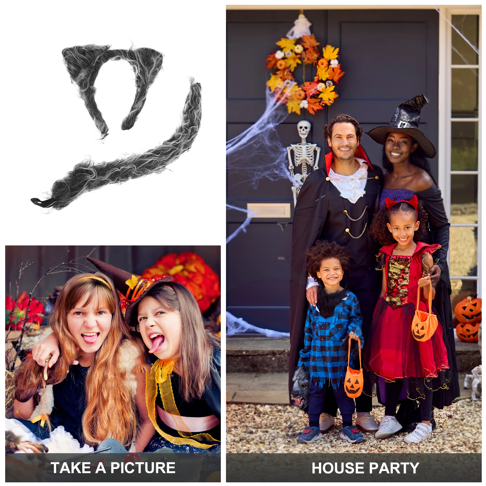 

1Set Animal Wolf Cosplay Costume Headband Tail Role Play Party Photo Props Decorative Wolf Cosplay Costume Set