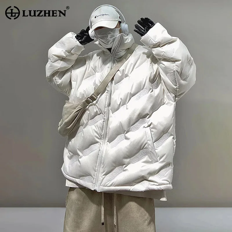 LUZHEN Trendy Winter Windproof Padded Jacket Warm Stand Collar Loose Oversized Thick 2025 New Men's Fashion Street Coat LZ8508