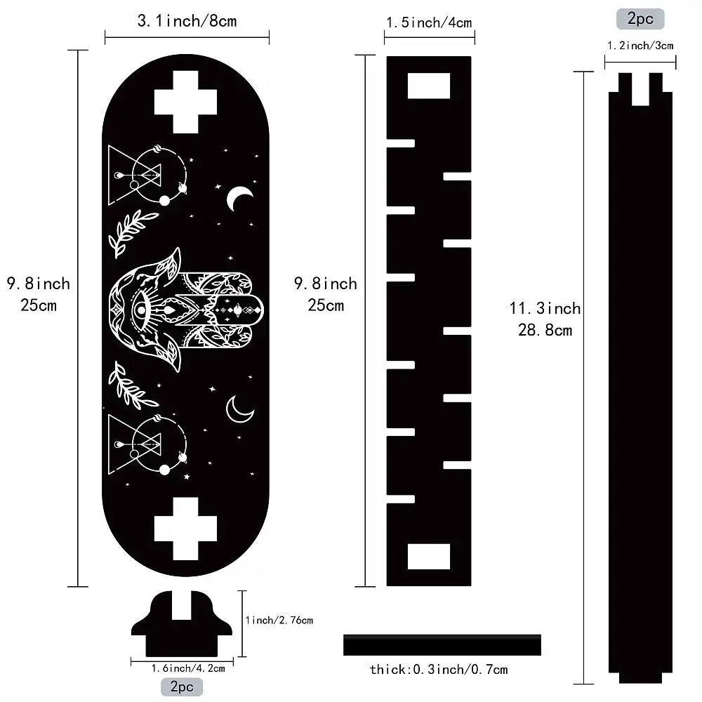 Hamsa Hand Black Display Holder Wooden Pendulum Display Stand Oval Rustic Divination Pendulum Storage Rack Decor Incense Rack