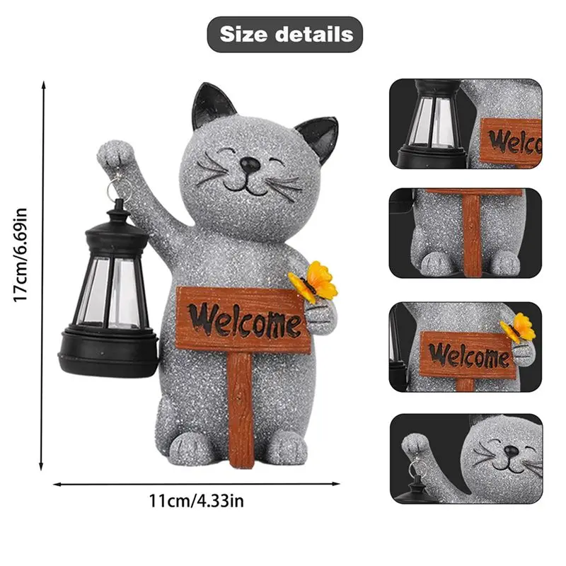 A23E-High-Quality Animal Series Lantern Kitten Lights - Beautiful Resin Home Sculptures Perfect For Christmas Halloween