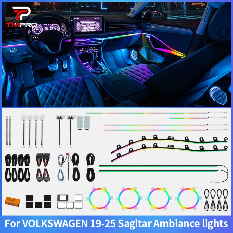 TMPRO 64-color LED safety assistance system ambient lighting suitable for 2019-2025 Volkswagen Sagitar interior decoration