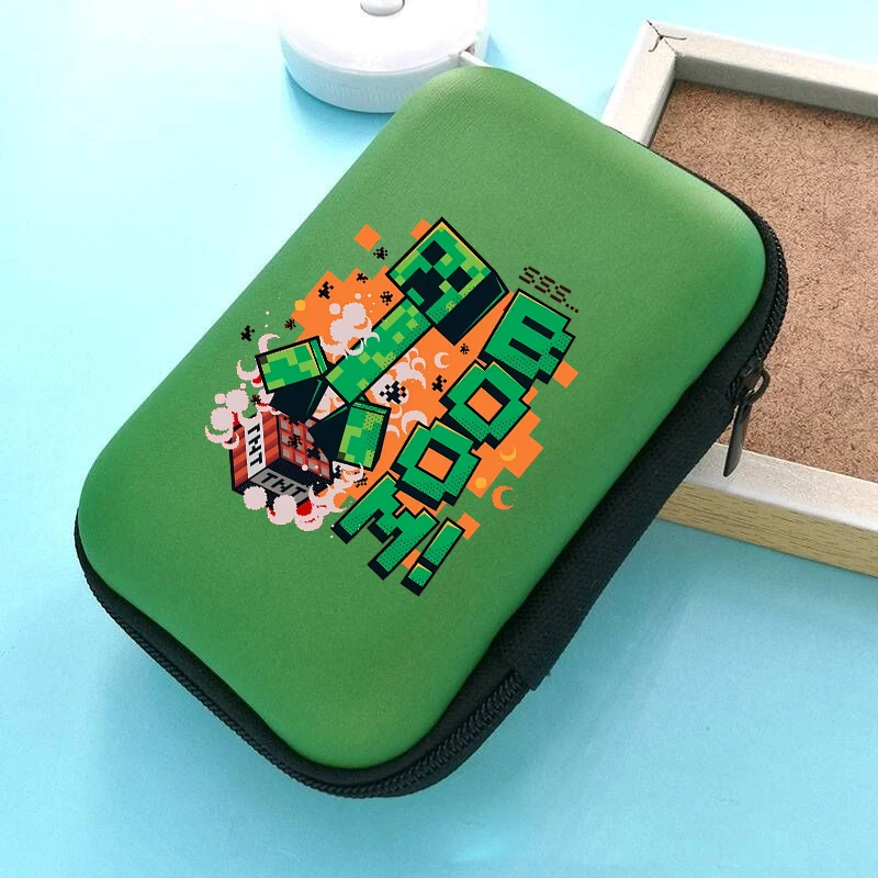Game Theme Data Cable Storage Bag Charger Sorting Storage Bag Minecrafted Pattern Travel Portable Jewelry Storage Protective Box