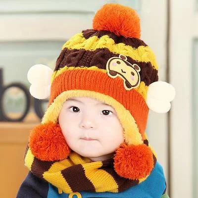 Korean children's two-piece cap and scarf for men and women