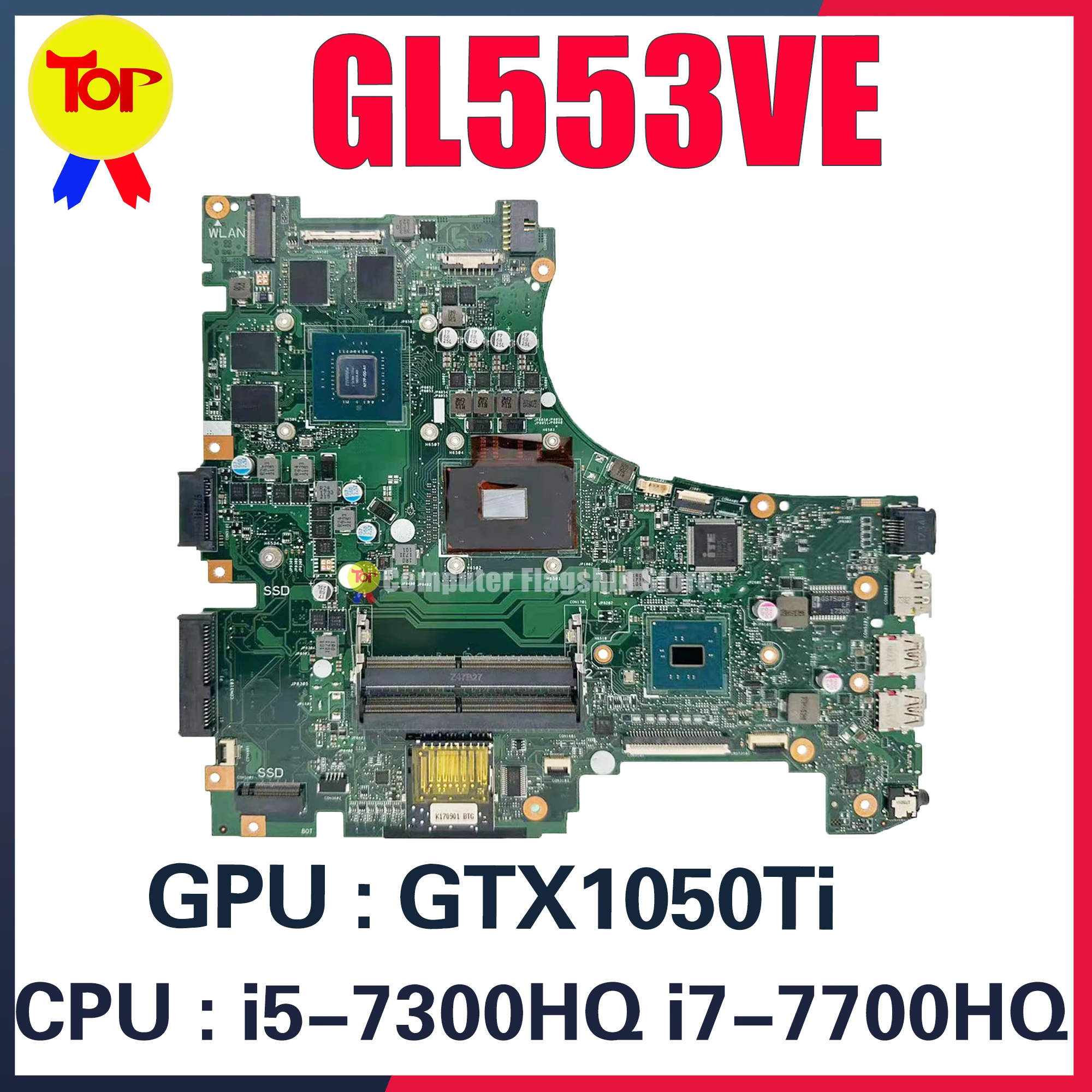 Motherboard Laptop GL553V untuk ASUS ROG GL553VD GL553VE mainfx553ve FX53V ZX53V FZ53V I5-7300H I7-7700H GTX1050TI