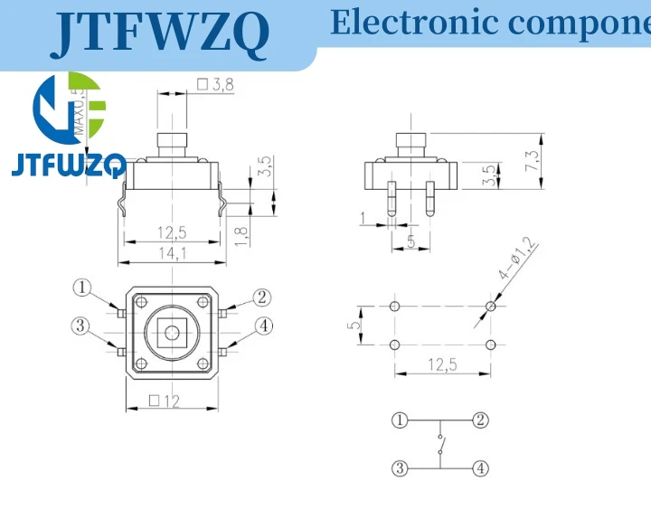 20PCS 12X12X7.3 Mm …