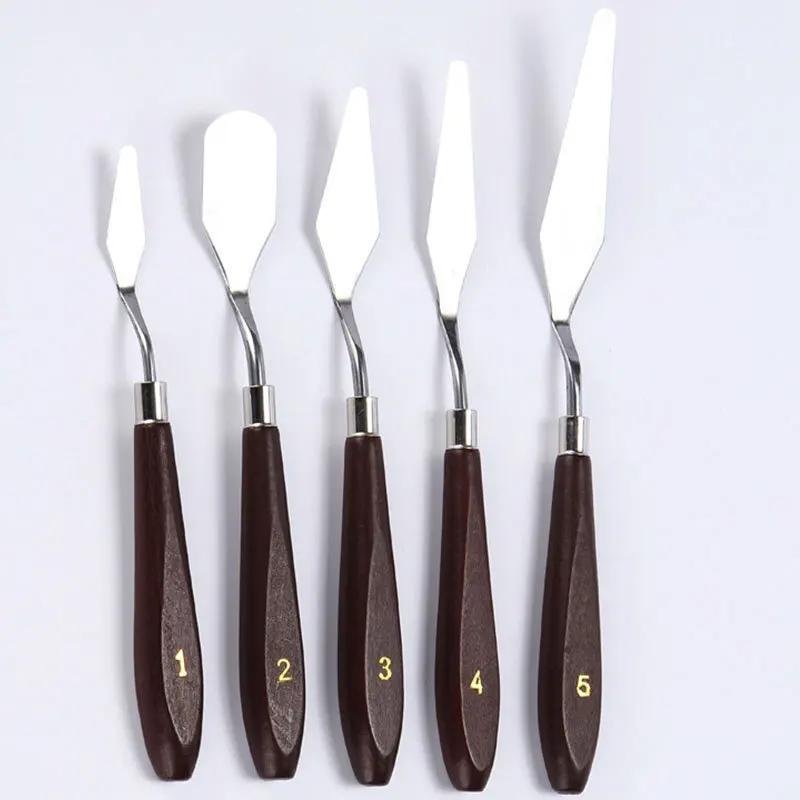 5Pcs/Set Stainless Steel Oil Painting Knife Artist Spatula Art Tools stationery Cake baking supplies painting drawing cute