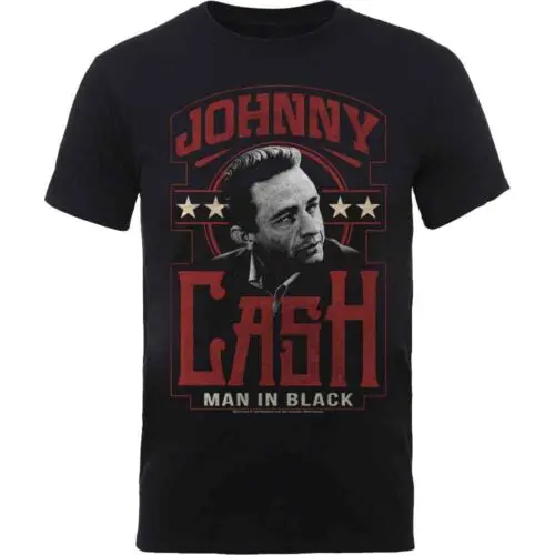 Johnny Cash Man In Black T-Shirt Black New