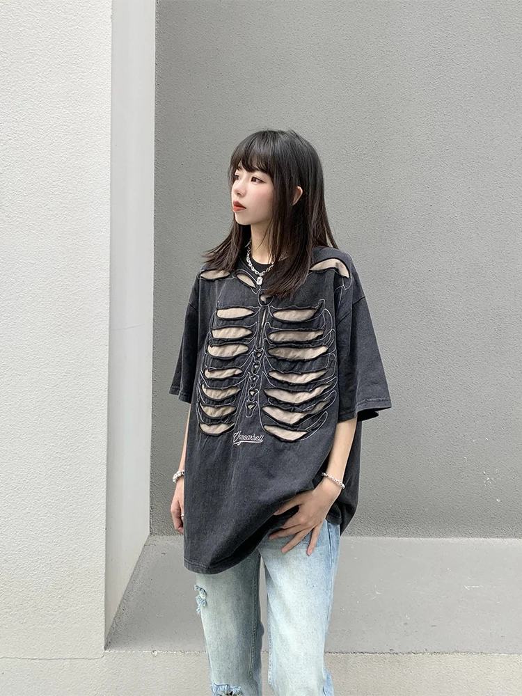 

Женская футболка оверсайз в уличном стиле с коротким рукавом, свободного кроя, в стиле ретро хип-хоп, с принтом Legal Alien и геометрическим узором, хлопковая.