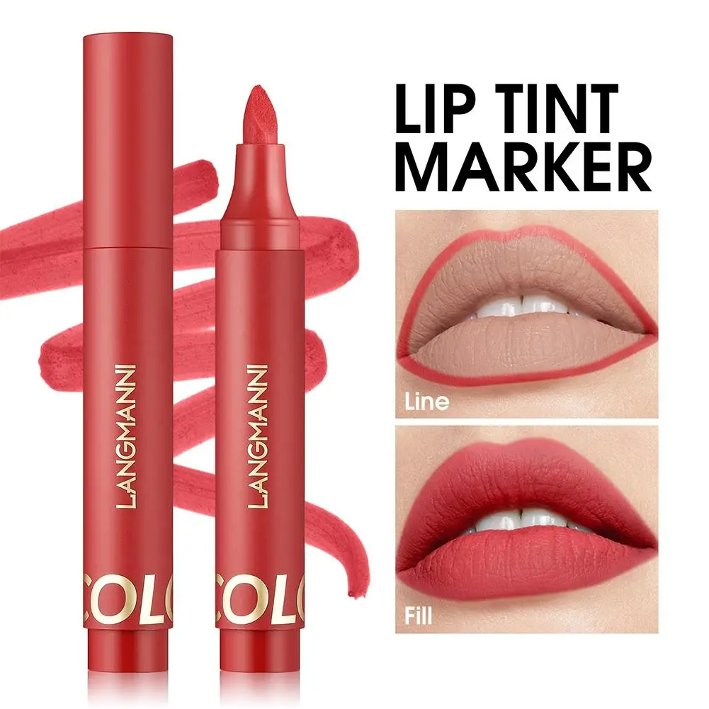 Matte Marker Lippenstift Lippen farbe Stift Lip liner Kosmetik Liner Lippenstift Make-up wasserdicht feuchtigkeit spendende Lippen Werkzeug dauerhafte Stift lange co b3w6