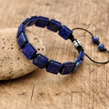 10MM Lapis Lazuli หินธรรมชาติสร้อยข้อมือถักโบฮีเมีย Punk ผู้หญิงมิตรภาพ Charm สร้อยข้อมือกําไลข้อมือเครื่องประดับทําด้วยมือ