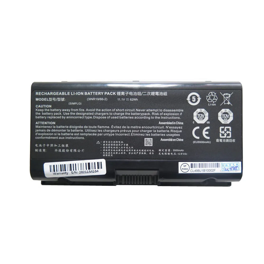

Battery For 6-87-PB50S-42F01 6-87-PB50S-61D00 6-87-PB50S-61D01 6-87-PB50S-61D02 6-87-PB50S-61D12/62D02 11.1V 62WH 5500mAh New