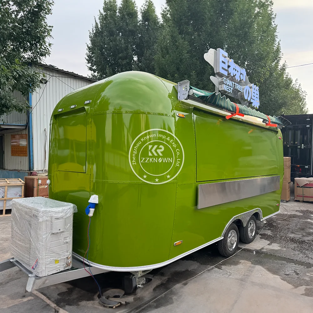 2024 New Design Food Truck With Full Kitchen Burger Chips Mobile Kitchen Airstream Food Trailer Hot Dog Cart