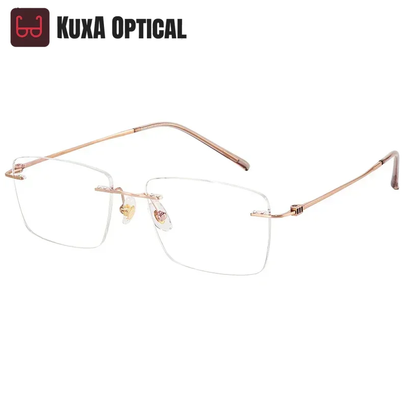 

Square Eyeglasses Frame Myopia Prescription Glasses For Men And Women Optical Eye Glass Ultralight Titanium Rimless