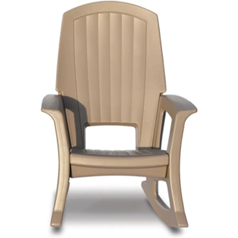 Plastics Rockaway 600 Pound Capacity Heavy Duty All Weather Easy Assemble Outdoor Rocking Chair for Deck and Patio, Taupe