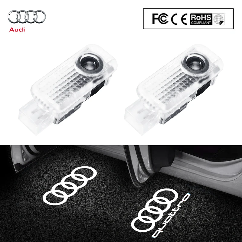 2Pcs Car Door Welcome Light Led Projector Lamp Courtesy Lights for Audi Quattro S3 S4 S7 S6 A5 A3 A4 RS A6L A7 A4L Q5 Q7 A8L Q3