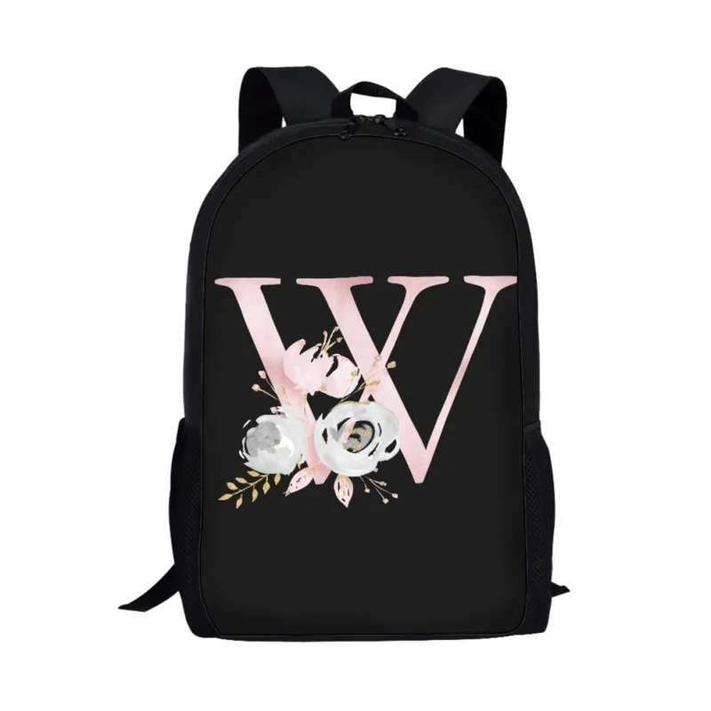 Mochila Art Letter Flower Design, mochila escolar para homens e mulheres, mochilas casuais de viagem para adolescentes para meninas e meninos