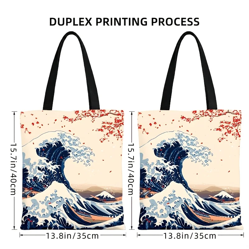 Crossbody and Handbag for Men and Women Ukiyo E Great Wave Sakura Print Convertible Tote Crossbody Bag Unisex for Commuting