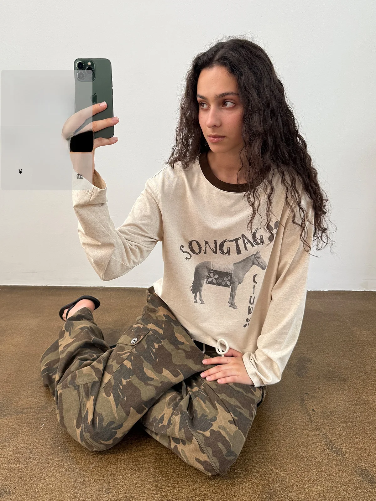 

Ретро Sle круглая футболка Ne Long Sve из смеси хлопка и льна с принтом, потертый вид, женский повседневный топ прямого кроя