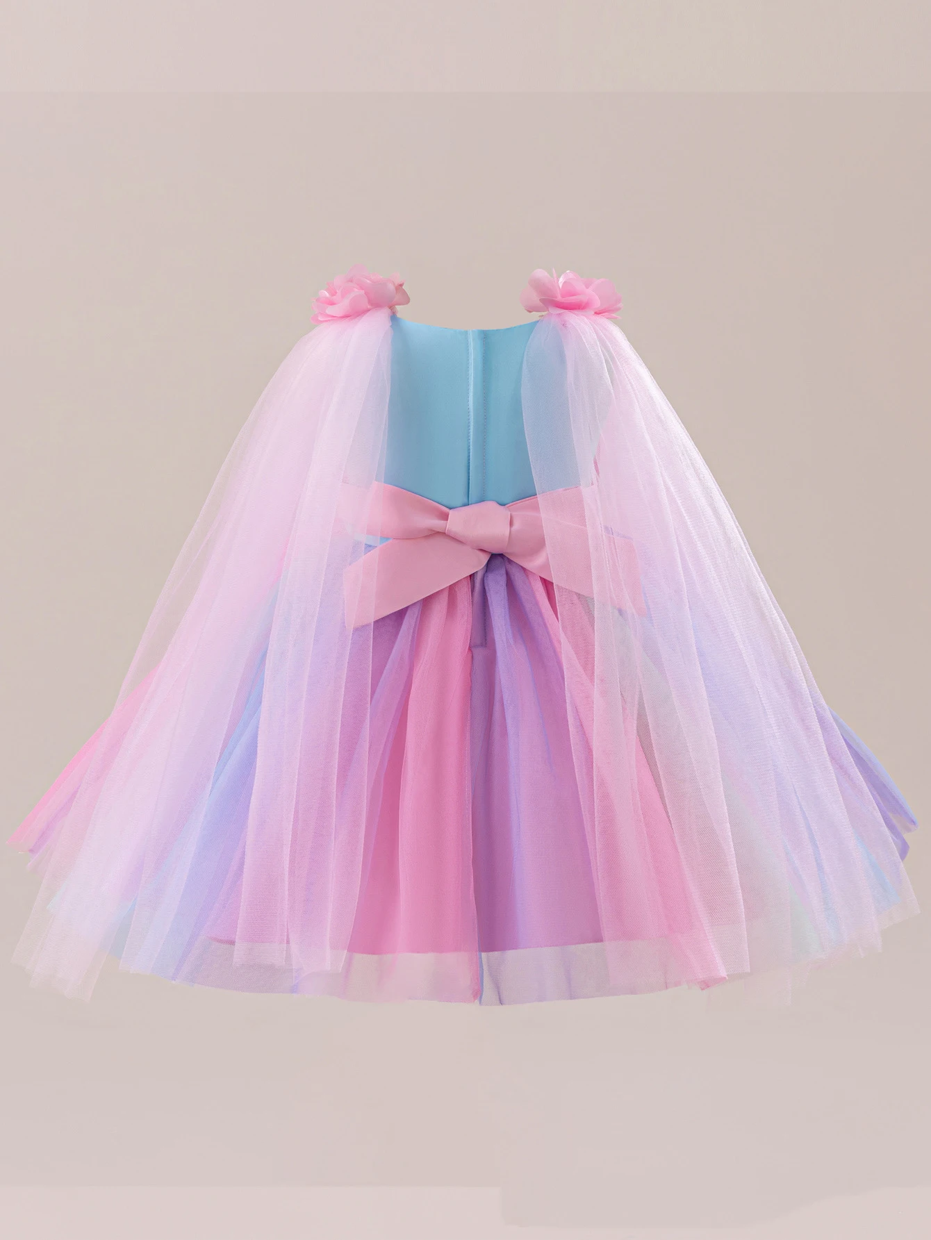 HETISO Princess Dress for Girls Summer Blue Gradient Rainbow Children's Birthday Ball Gown Little Girl Costume 3-10 Years