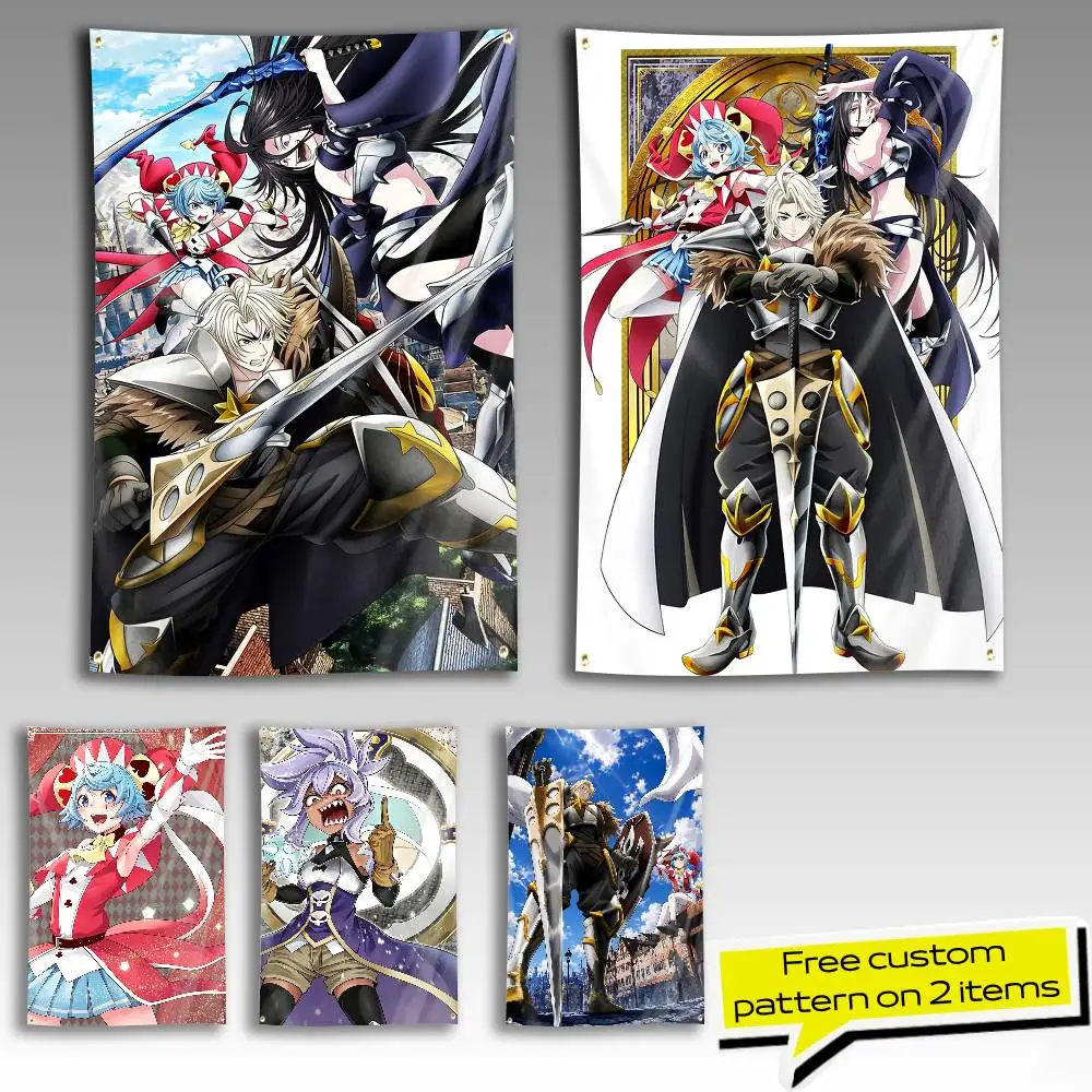 Elma Edvan Anime E-Exiled Heavy Knight Flag Tapestry Banner for Bedroom Living Room Outdoor Camping Custom Supported