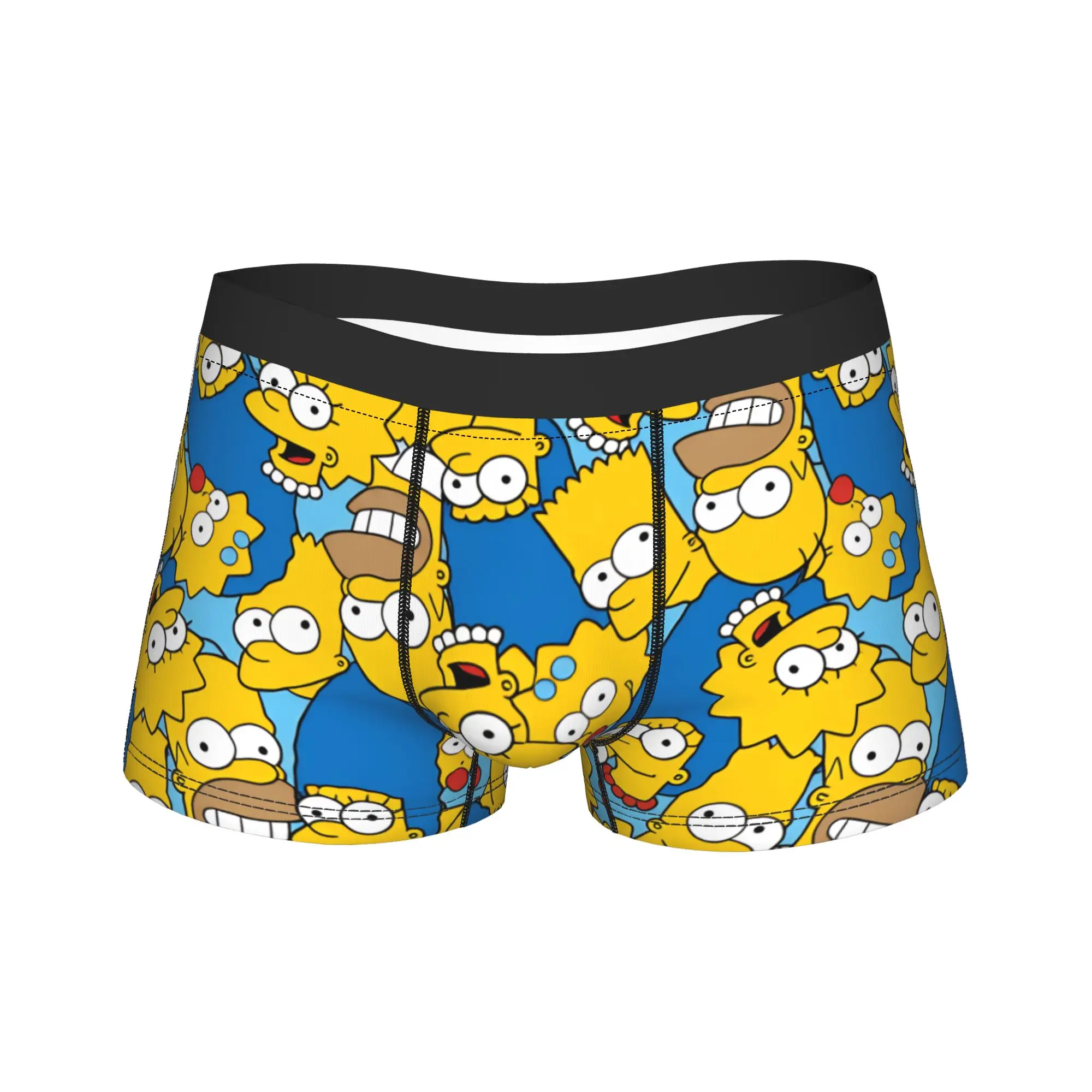 S-Simpsons Characters Pattern Print Underwear Customs Boxer Shorts Hot Sale Males Panties Breathable Shorts Briefs Birthday Gift
