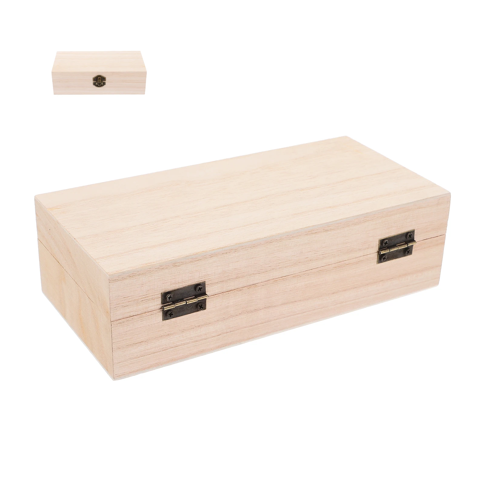 

Retro Style Wooden Storage With Hinged Lid Unfinished Wood Treasure Chest Jewelry Case Trinket Organizer Box For Girls