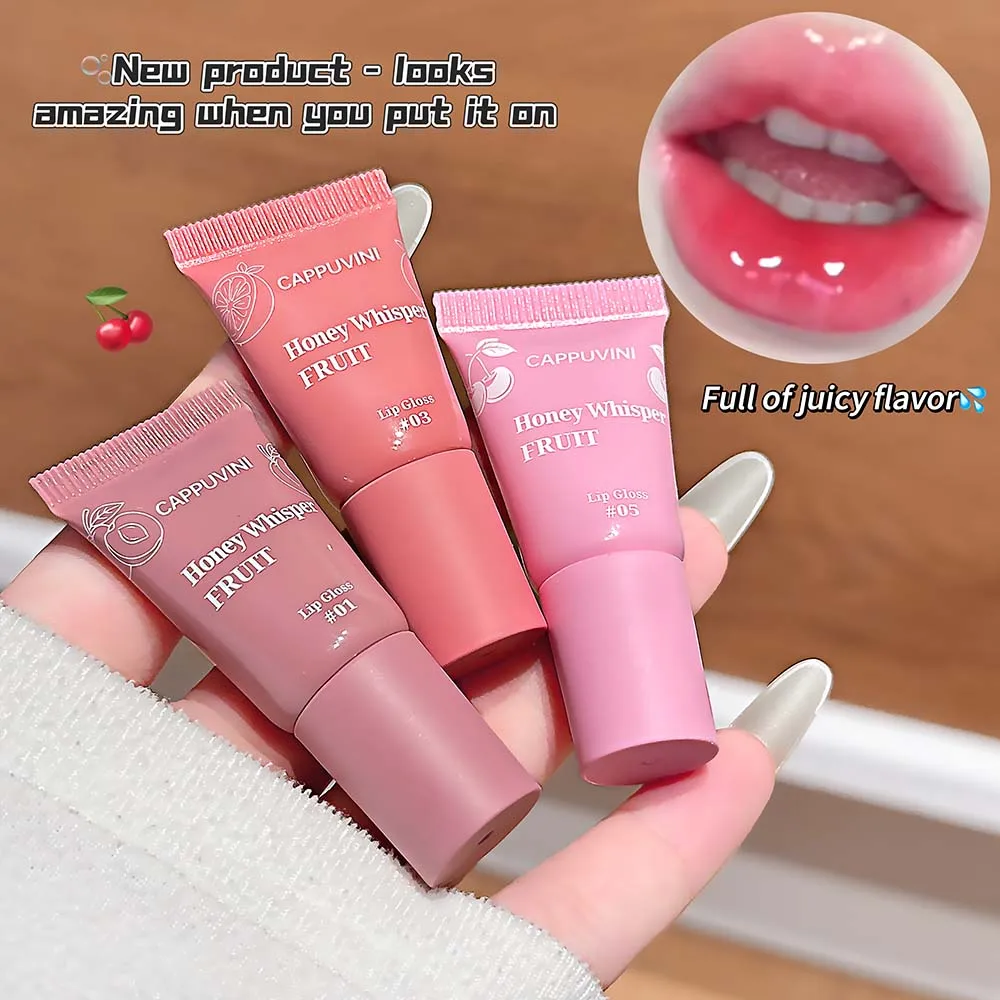 CAPPUVINI 5g Fruit Jelly Tinted Lip Balm Hydrating Glossy Lip Oil Non-Sticky Moisturizing Lip Gloss for Dry Lips Everyday Makeup