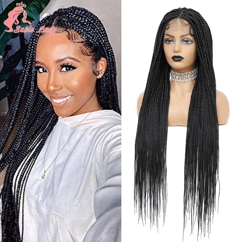 

Synthetic Long Box Braided Full Lace Wigs Twist Braids Lace Closure Wigs For Black Women Crochet Knotless Cosplay Wig 36 Inch