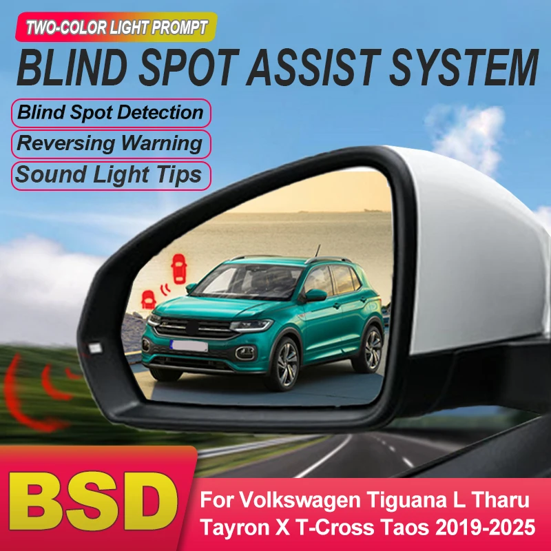 Car BSD BSM BSA Blind Spot Detection Mirror Lane Change Assist For Volkswagen Tiguan L Tharu Tayron X T-Cross Taos 2019 to 2025