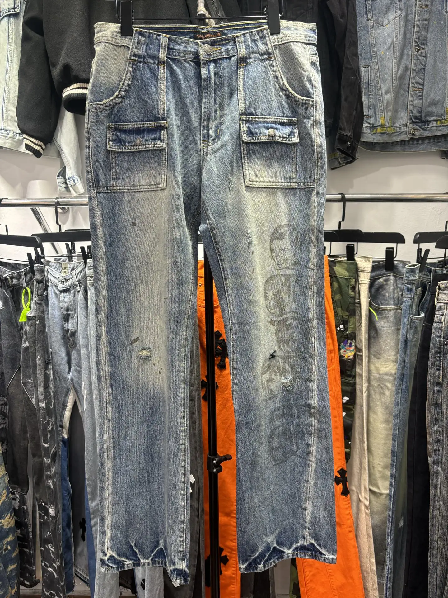 

Retro Waed Distred Micro Flared Denim Jeans Men Women Couples Casual Comfortable Fit Jeans Vintage Sle Jeans